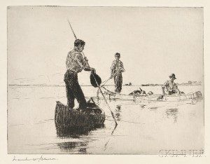 Two Canoes by Frank W. Benson